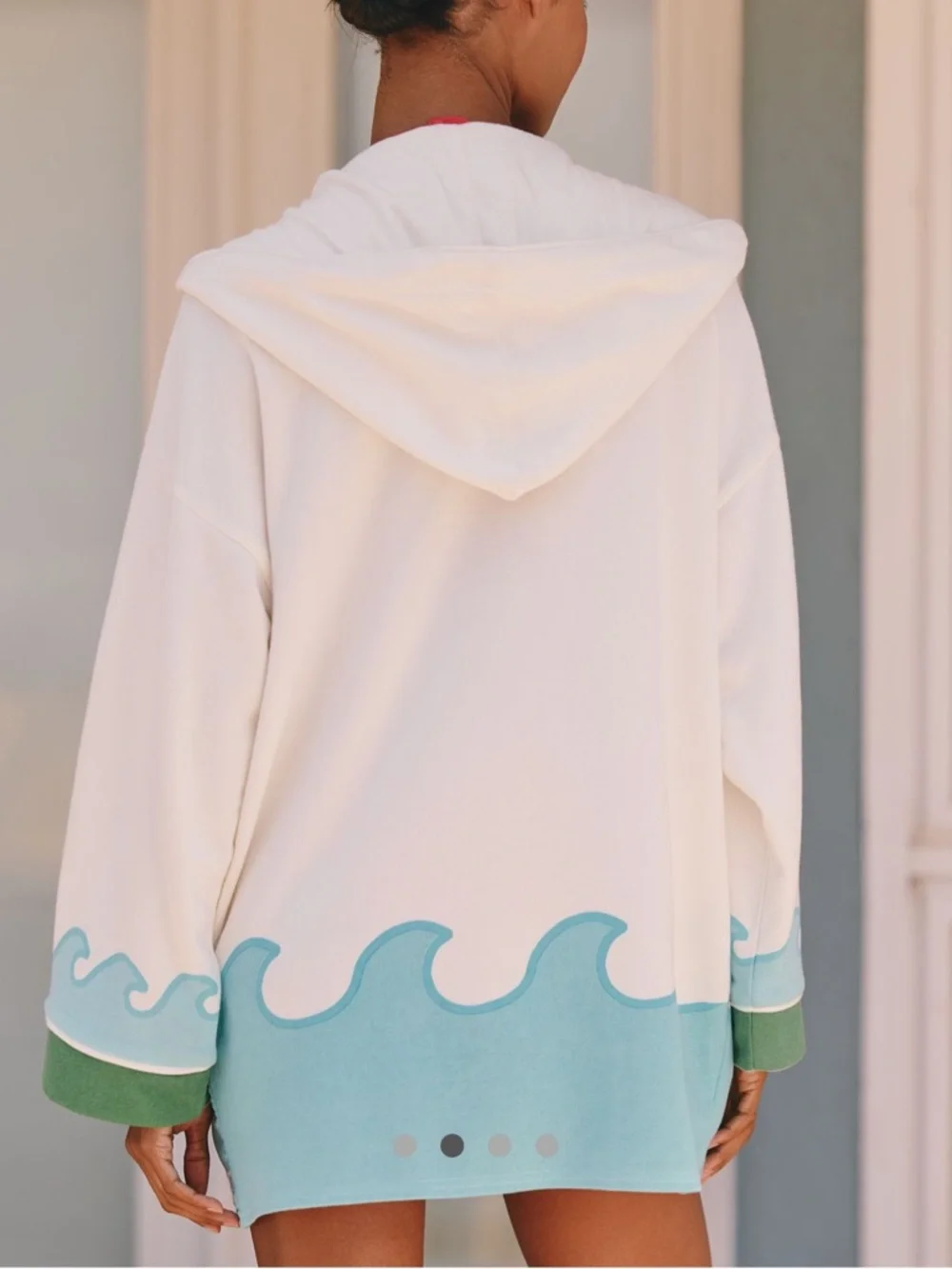 NWT Anthropologie Celandine Catching Waves Poncho Hooded Cover-Up Size Small - Picture 5 of 14